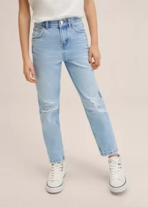 Mom fit decorative rips jeans