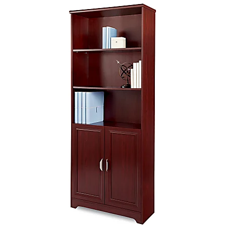 Realspace® Magellan 72″H 5-Shelf Bookcase With Doors, Classic Cherry