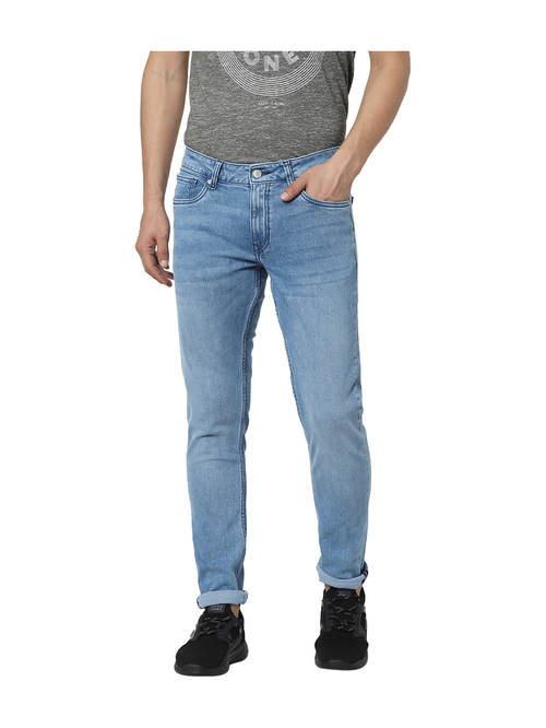 Light Blue Solid Mid Rise Jeans