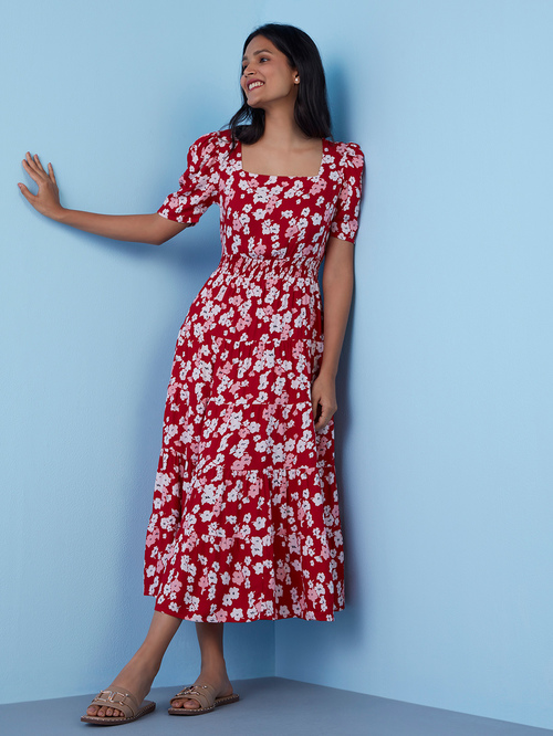 LOV by Westside Red Floral Maxi Dress