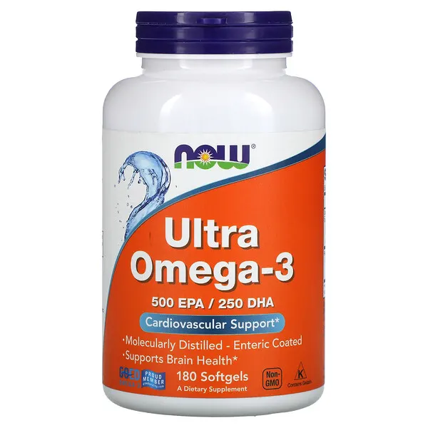 NOW Foods, Ultra Omega-3, 500 EPA / 250 DHA, 180 Enteric Coated Softgels